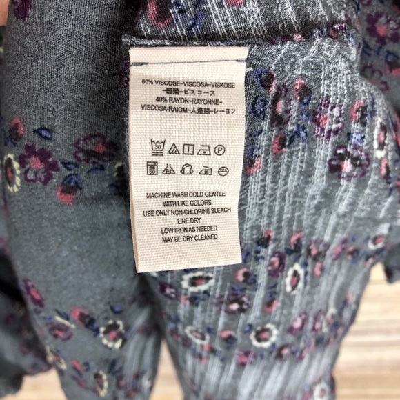 Free People | Grey Floral Shirt Mini Dress Size XS - Picture 6 of 8